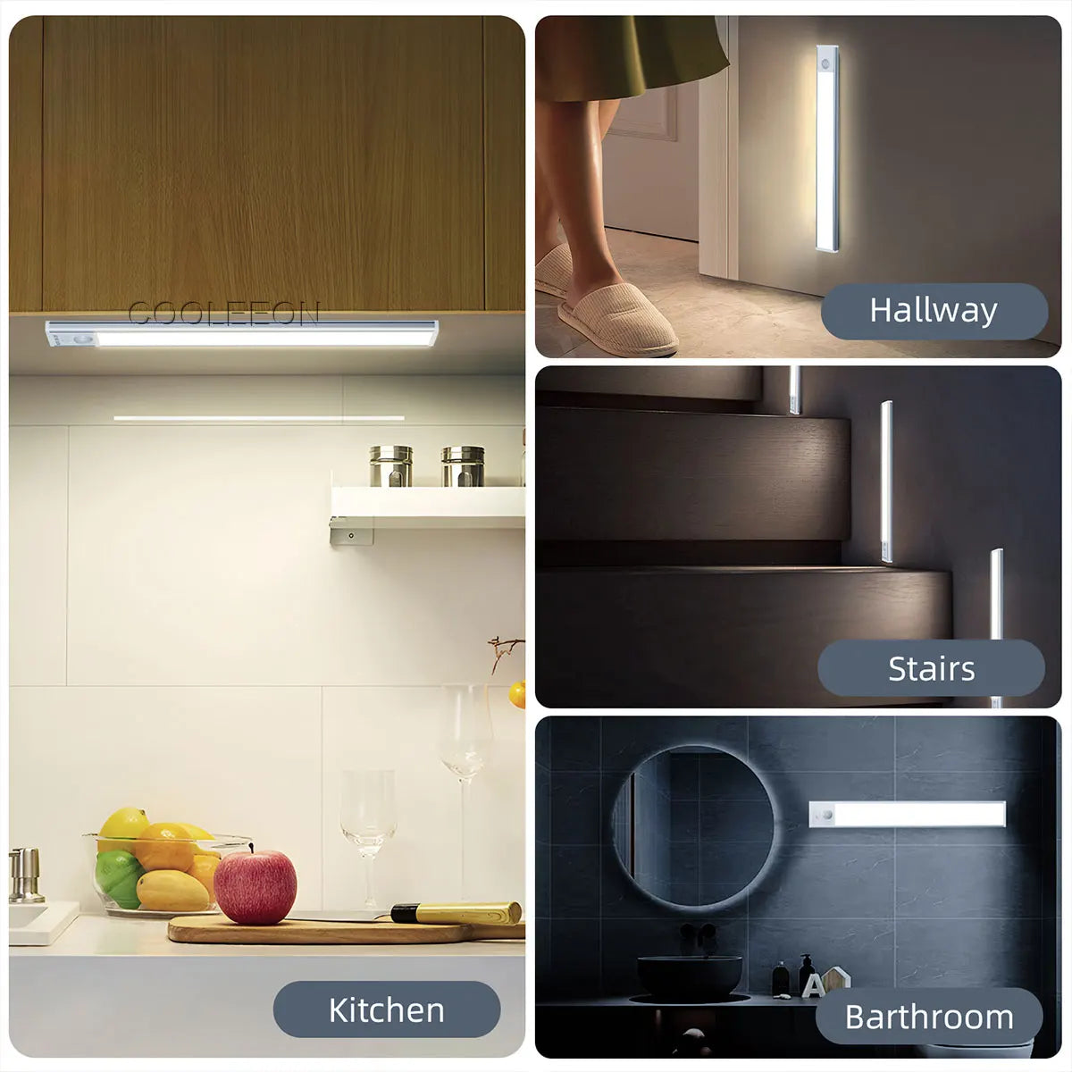 Rechargeable Sensor Light: Dimmable 3-Color Under Cabinet Night Light