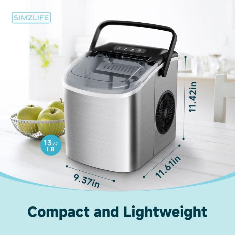 Countertop Ice Maker: 9 Bullet Ice in 6 Mins, 26Lbs/Day