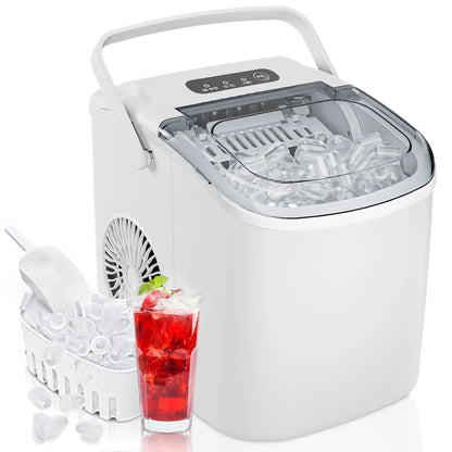 Countertop Ice Maker: 9 Bullet Ice in 6 Mins, 26Lbs/Day