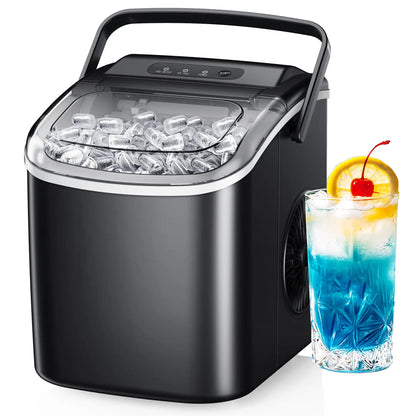 Countertop Ice Maker: 9 Bullet Ice in 6 Mins, 26Lbs/Day