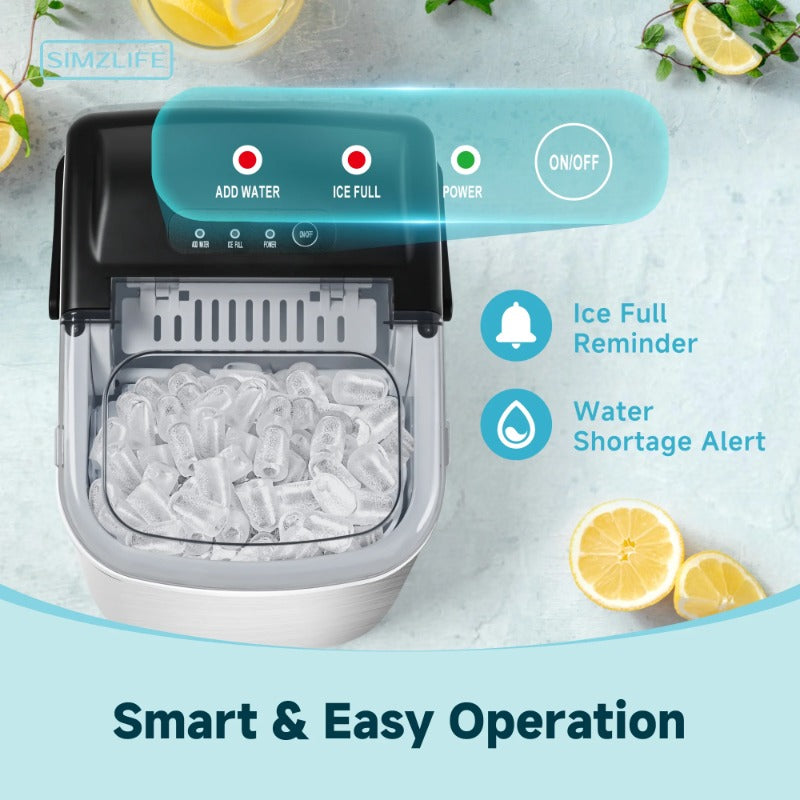 Countertop Ice Maker: 9 Bullet Ice in 6 Mins, 26Lbs/Day